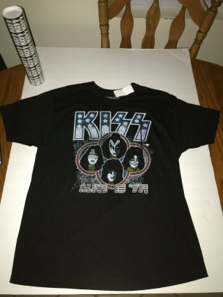 Kiss Alive In 77 Stars And Stripes X - L T - Shirt.  Killer Image.