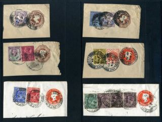 1898 - 1902 Qv “jubilee " & Kevii Stamps Inc Postal Stationary 4d & 10d On Piece