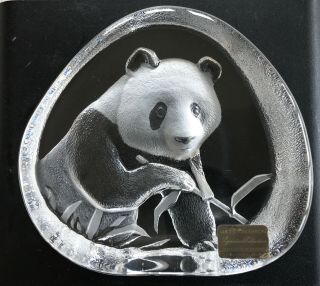 Mats Jonasson Glass Paperweight Panda Bear Signed & Numbered