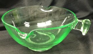 Vintage D & B Vaseline/uranium Green Glass Mixing Bowl 9 " Diameter 4 1/2 " High