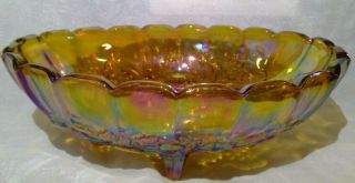 Indiana Carnival Glass Iridescent Harvest Amber Or Gold Large Oval Center Bowl