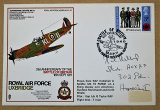 Raf Uxbridge 1971 Cover Signed By Battle Of Britain Pilot Ronald Gustave Kellett