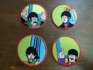The Beatles 4 Cartoon Patch Set Yellow Submarine John Lennon Paul Mccartney Wow