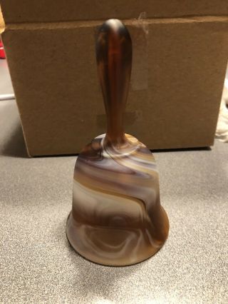 Vintage Imperial Slag Glass Chocolate Swirl Bell 3
