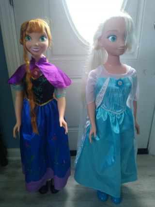 Disney Frozen Anna & Elsa Dolls Life Size Large 38” 2014 Jakks Pacific