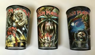 Iron Maiden.  Set Of 3 Plastic Pint Beer Cups.  As /