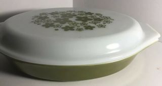 Pyrex Vintage 063 Green Crazy Daisy 1 Qt Divided Casserole Dish With Lid