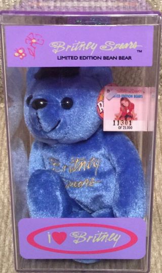 Britney Spears 1999 Teddy Bear 9 " Bean Bag Plush Toy W/tags