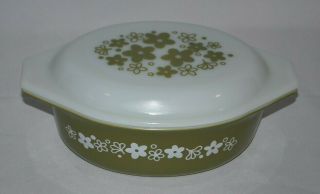 Vintage Pyrex Spring Blossom 043 Casserole Dish 1 - 1/2 Qt.  With Lid