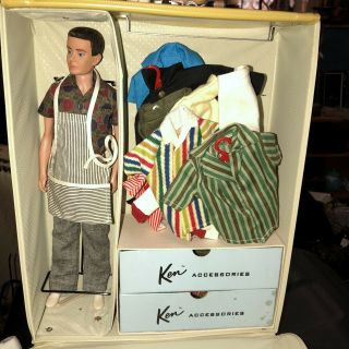 Vintage 1960’s Ken Doll With Case Barbie Collectible Set Clothing Accessories