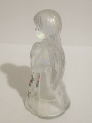 Iridescent Glass FENTON Angel with Hand Painted Holly Berries Flowers Signed 2