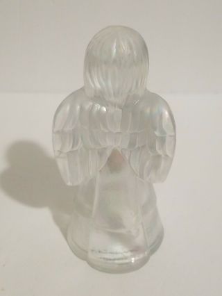 Iridescent Glass FENTON Angel with Hand Painted Holly Berries Flowers Signed 3