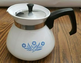 Corning Ware P - 104 Teapot Coffee Pot Cornflower Blue - 6 Cup