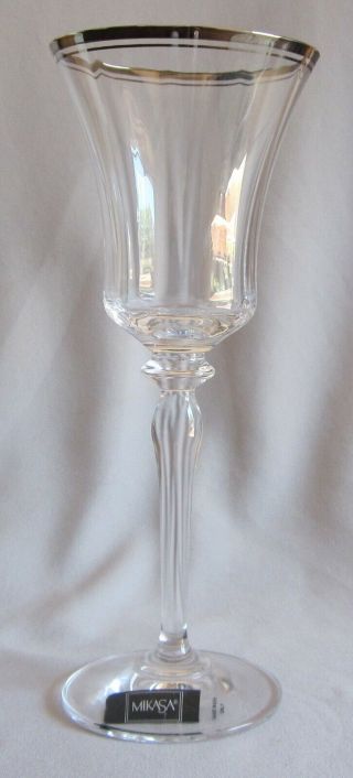 Water Goblet Glass Mikasa Crystal Jamestown Platinum