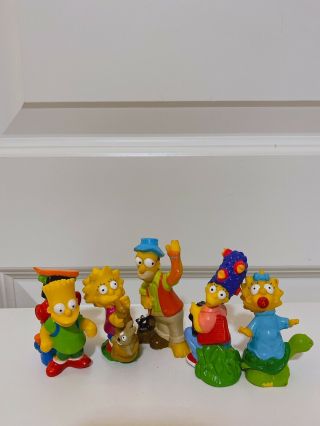 1990 Burger King The Simpsons Go Camping Pvc Figures Complete Set,  5 Figures