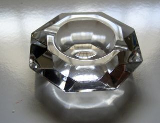 Vintage Lead Crystal Ashtray Diamond Cut 3.  5 Inches Exc.