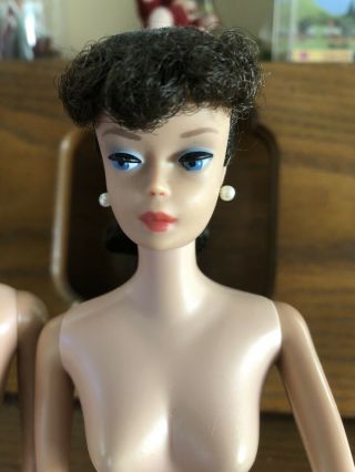 Vintage 1960’s Brunette Ponytail Barbie Doll Hair Face Lips Gorgeous 3