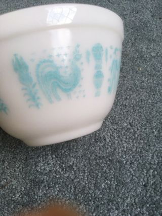 Pyrex Amish Butterprint 401 1 1/2 pint Turquoise White Mixing NESTING Bowl 2
