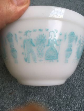 Pyrex Amish Butterprint 401 1 1/2 pint Turquoise White Mixing NESTING Bowl 3