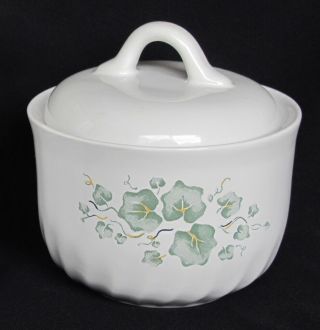 Vintage Corelle Coordinates Corning Stoneware Sugar Bowl Callaway Green Ivy