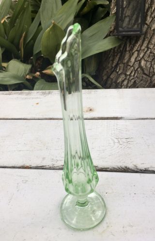 Art Deco Depression Era Vaseline Green Glass Bud Vase Vaseline Collectible Vase