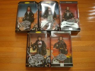 Harley - Davidson Motorcycles Barbie Ken - 5 Dolls In All - Nib