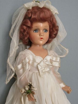 Vintage Composition Madame Alexander Bride Doll 18 " Wendy Face Blue Eyes Mohair