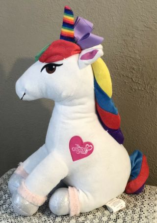 Nickelodeon Jojo Siwa Plush White Rainbow Unicorn 18” Plush Stuffed Animal - Euc