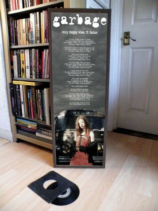 Garbage Only Happy When It Rains Promotional Poster Lyric Sheet,  Stupid Girl
