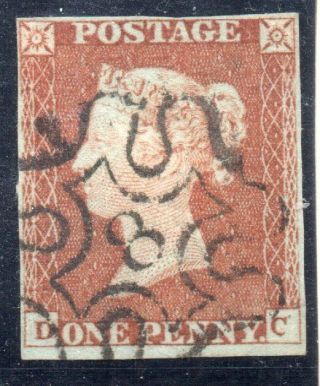 S.  G.  8; One Penny Red With Number " 8 " In Maltese Cross,  Lettered,  D.  C.