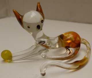 Vintage Murano Glass Cat With Ball