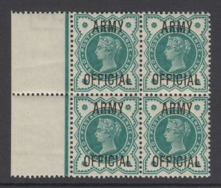 Block Of 4 Gb Qv 1/2d Blue - Green Sgo42 Army Official Never Hinged Stamps