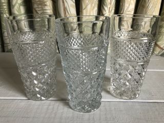 3 Vintage Anchor Hocking Clear Glass Wexford 6 - 1/4 " Tumblers Flat Iced Tea