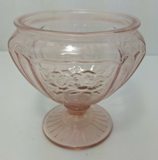 Anchor Hocking Mayfair Open Rose Pink Depression Glass Candy Dish Without Lid.
