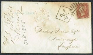 1855 Fine 1d Red Nb On Cover 