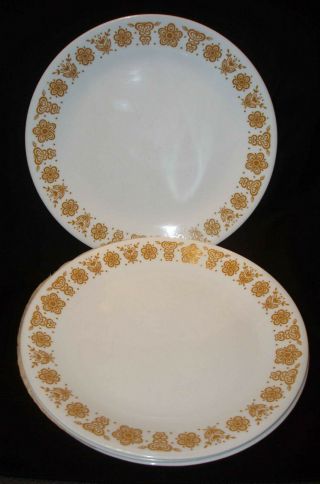 4 Vintage Corelle By Corning Golden Butterfly 10 ¼” Round Dinner Plates Set