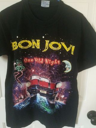 Bon Jovi One Wild Night 2001 Tour Concert Black Shirt Size Medium Usa Made Euc