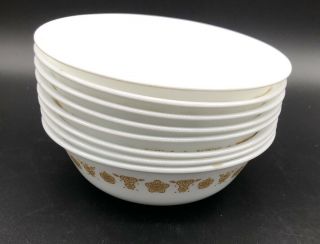 Vintage Corelle Butterfly Gold Soup Bowls 6 1/4” Set Of 8 By Corning