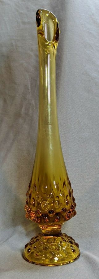 Vintage Fenton Hobnail Amber Glass 10 " Swung Vase Fenton Mark