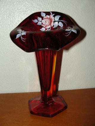 Westmoreland Ruby Red Jack In The Pulpit Vase