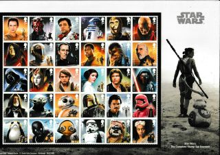 Gb 2019 Star Wars A4 Complete Stamp Set Souvenir On Cover In Envelope