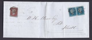 Gb.  Qv.  1d Red Imperf & 2d Blue Imperf Pair On Entire To Hull.  1852.