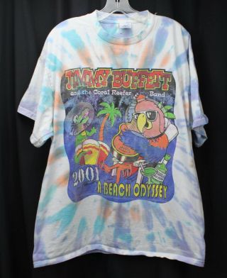 Jimmy Buffett Concert T Shirt 2001 Tour Vintage Beach Odyssey Tie Dye Salt Xl