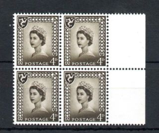4d Isle Of Man Regional Unmounted Block Of 4 With Phosphor Omitted Cat £100