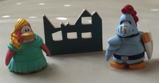 Disney Club Penguin Figures Set Of Two Knight And Princess With Castle