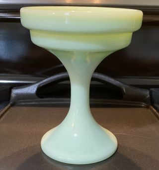 Vintage Westmoreland Green Milk Glass Pillar Candle Holder Fairy Light Base