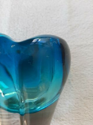 ART GLASS VASE/BOWL.  BLUE AND CLEAR.  WHITEFRIARS STYLE.  HEAVY. 3