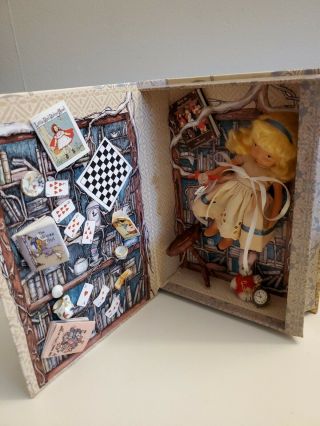Vintage Nancy Ann Storybook Bisque Doll Alice In Wonderland In Book Box Look