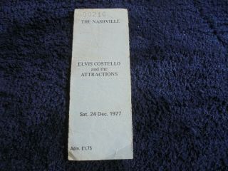 Elvis Costello And The Attractions 24th Dec 1977 The Nashville Concert Ticket
