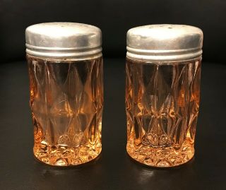 Windsor Pink Depression Glass Salt And Pepper Shaker Pair